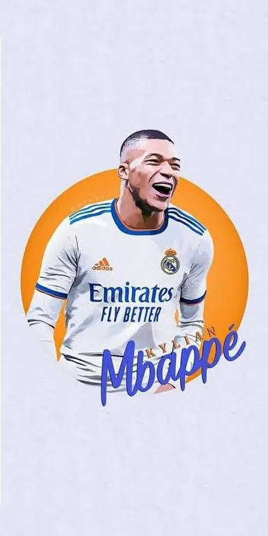 a drawing of mbappe with his mouth open