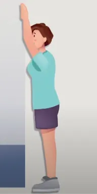 a woman is standing on a scale with her hand in the air