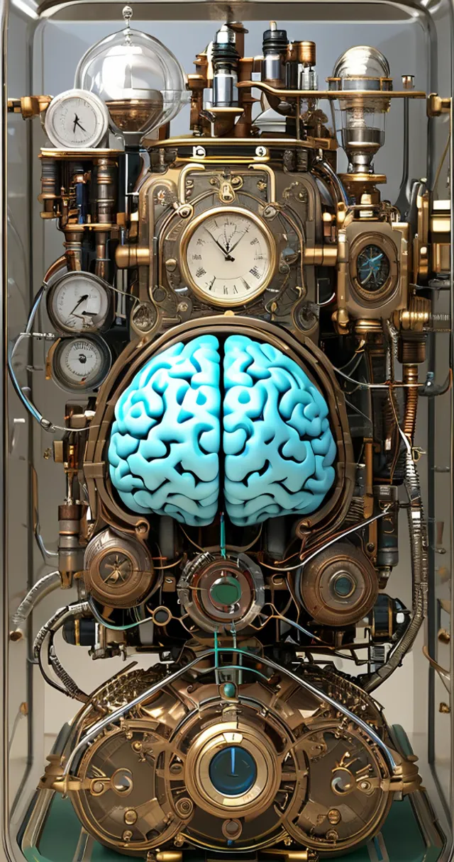 a clock with a brain inside of it