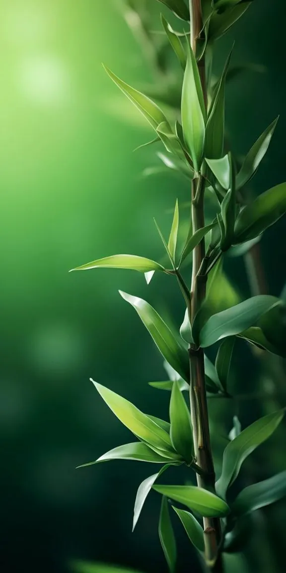 a close up of a bamboo plant with a green background