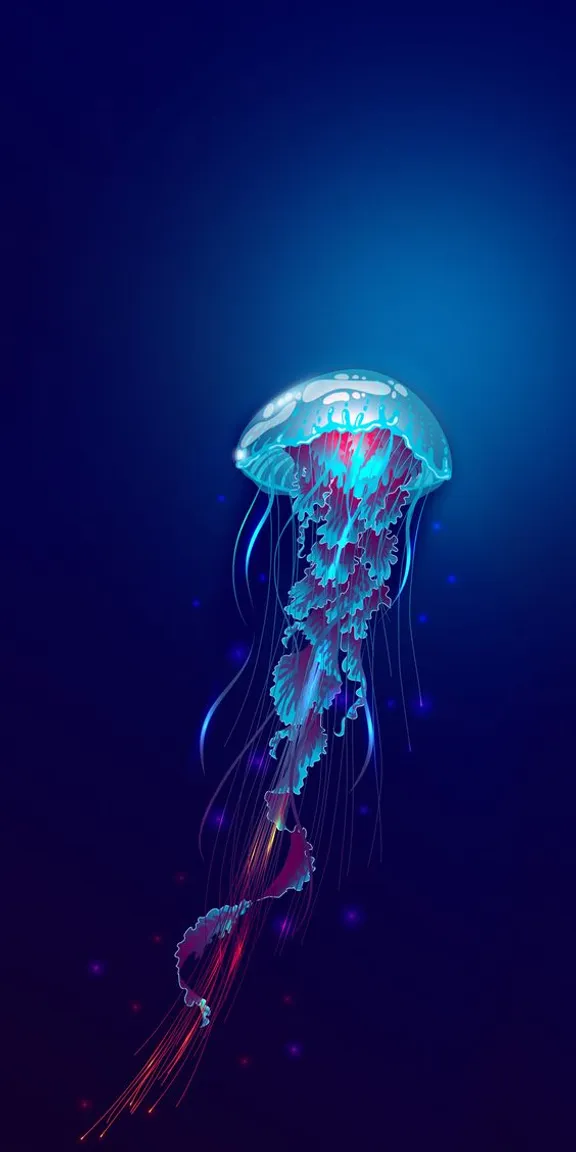 a blue jellyfish floating in the water