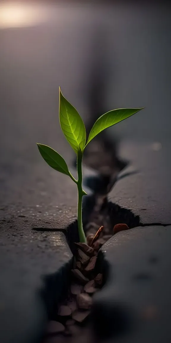 a small green plant sprouting out of the ground