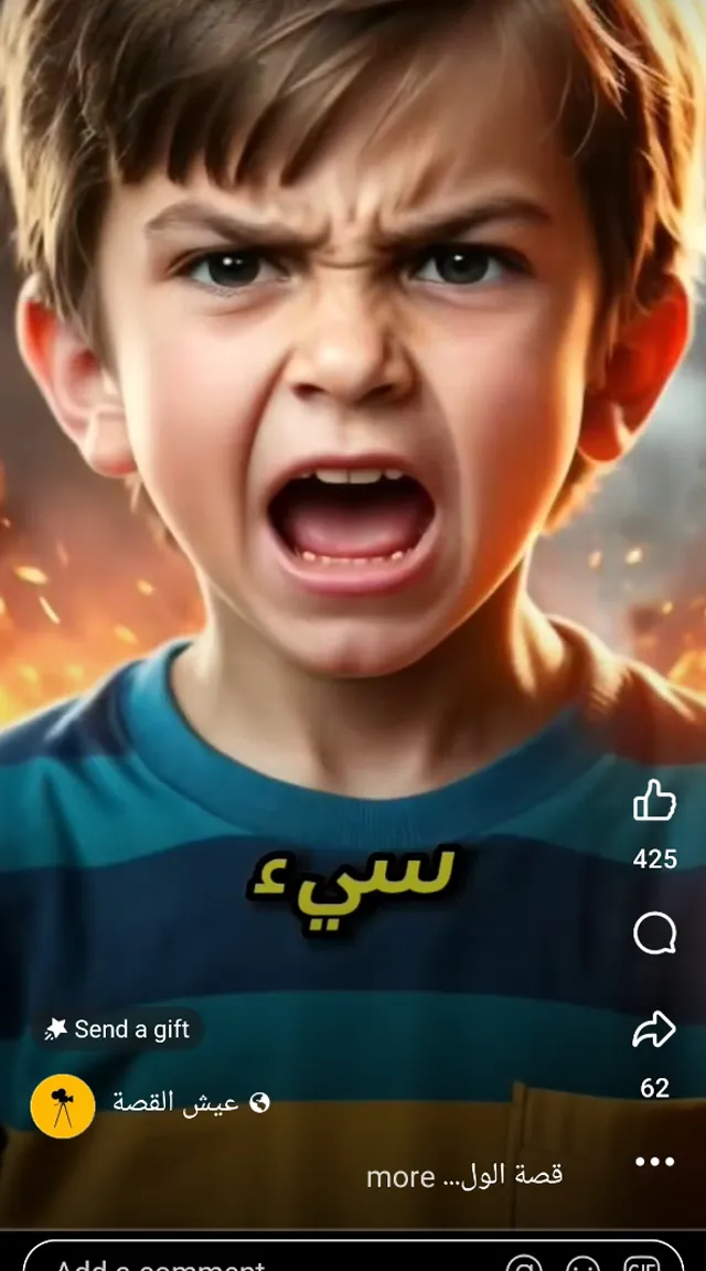 a young boy with a surprised look on his face