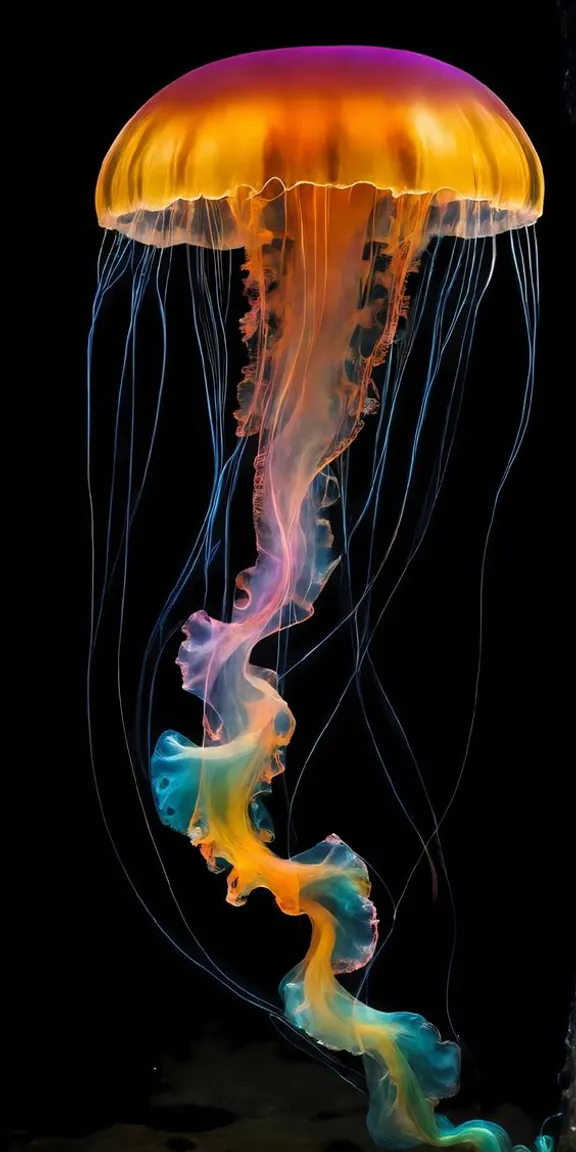 a colorful jellyfish floating in the water