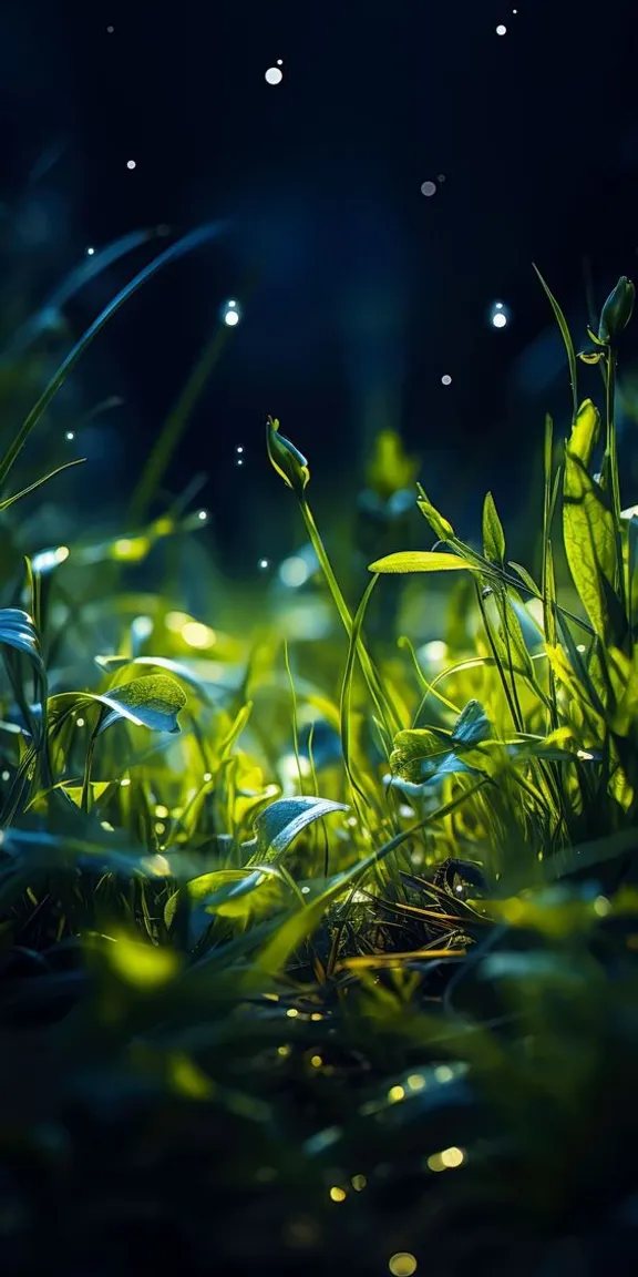 a close up of a grass field with drops of water on it