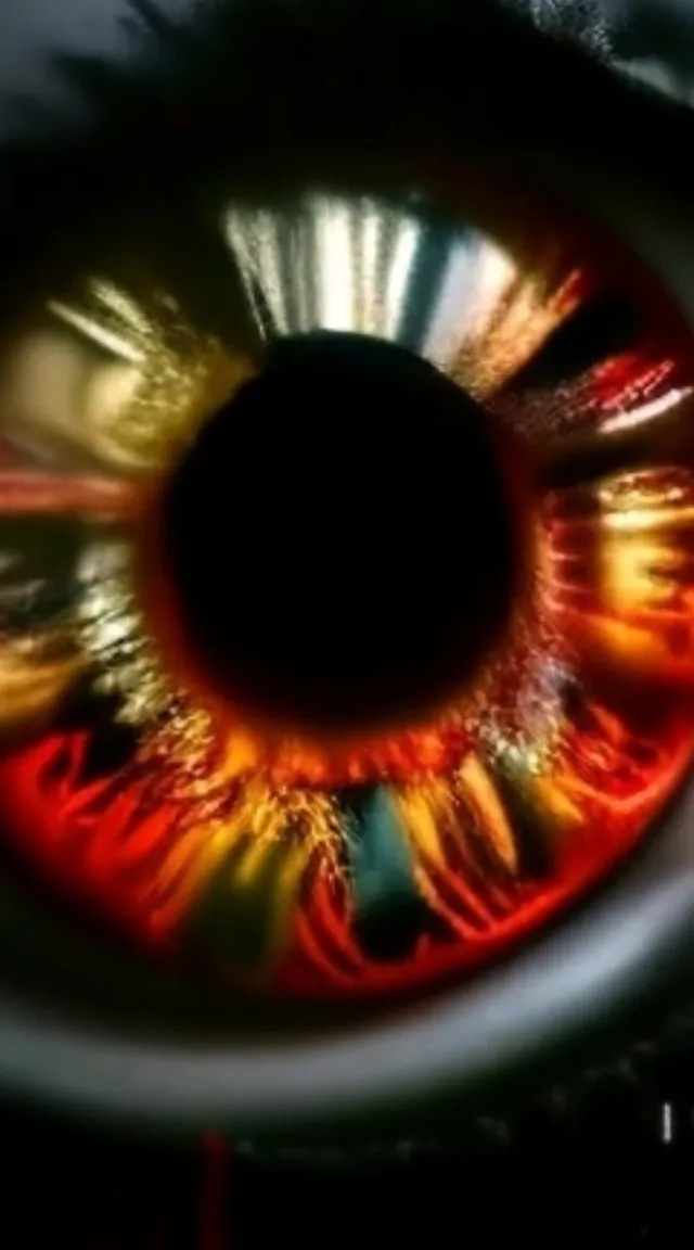 a close up of an eye with a blurry background