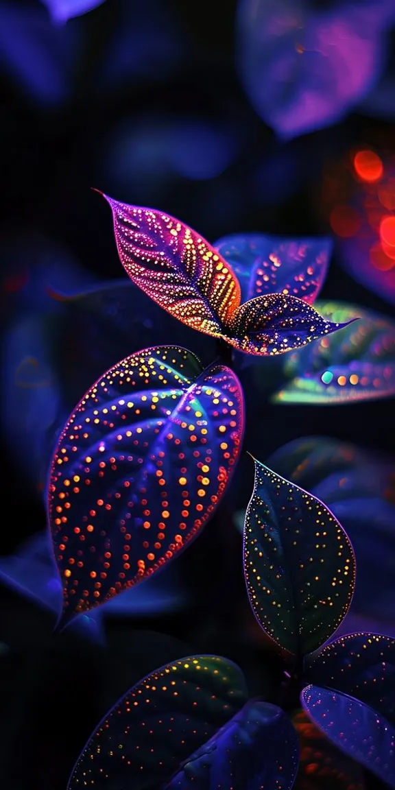 a close up of a plant with lights on it