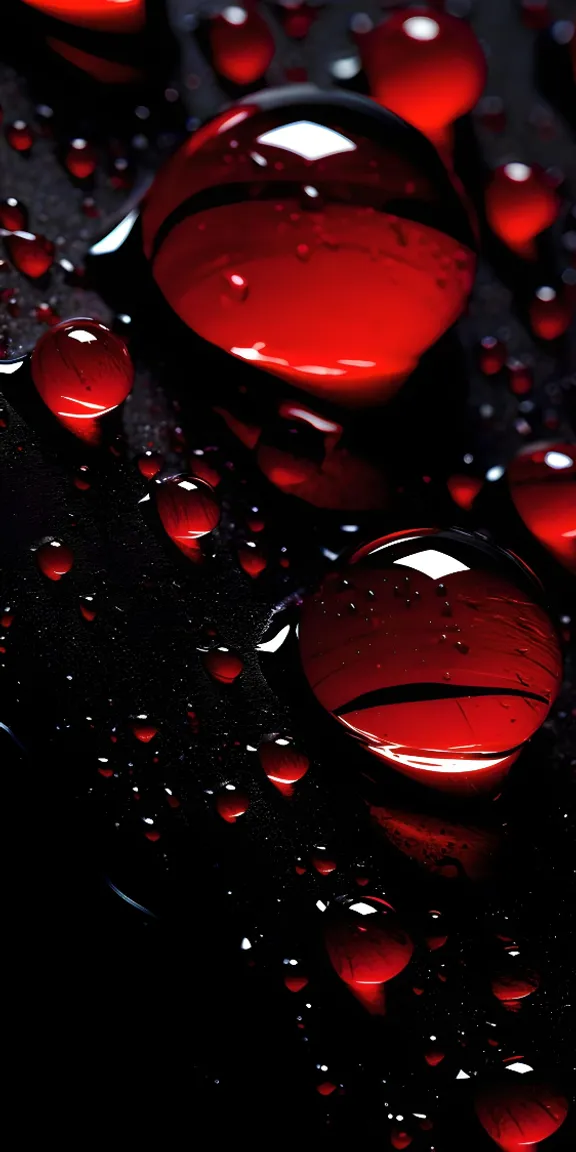 a close up of water droplets on a black surface