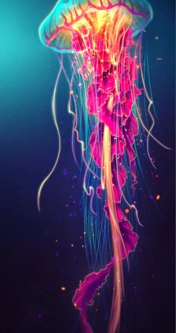 a colorful jellyfish floating in the water